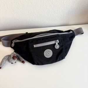 Kipling Black Belt Bag with Gray Accents